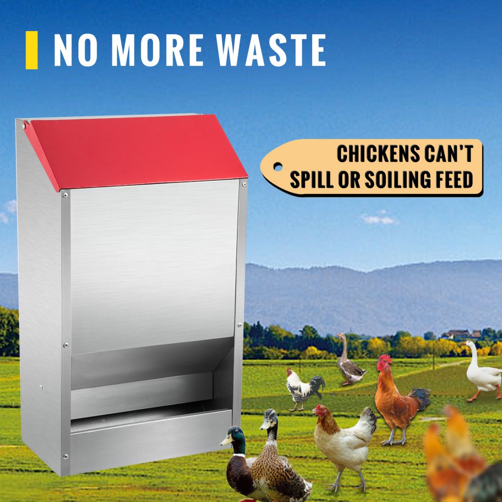 010415052595 - Heavy-Duty 50 lbs Galvanized Chicken Feeder with Lid