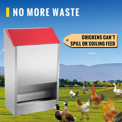 010415052595 - Heavy-Duty 50 lbs Galvanized Chicken Feeder with Lid