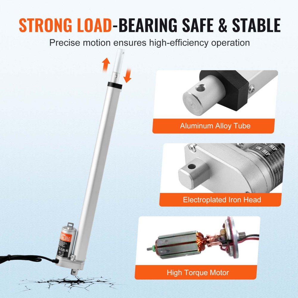 OK648-1500N - 12V 18" Linear Actuator, 330lbs Precision Control