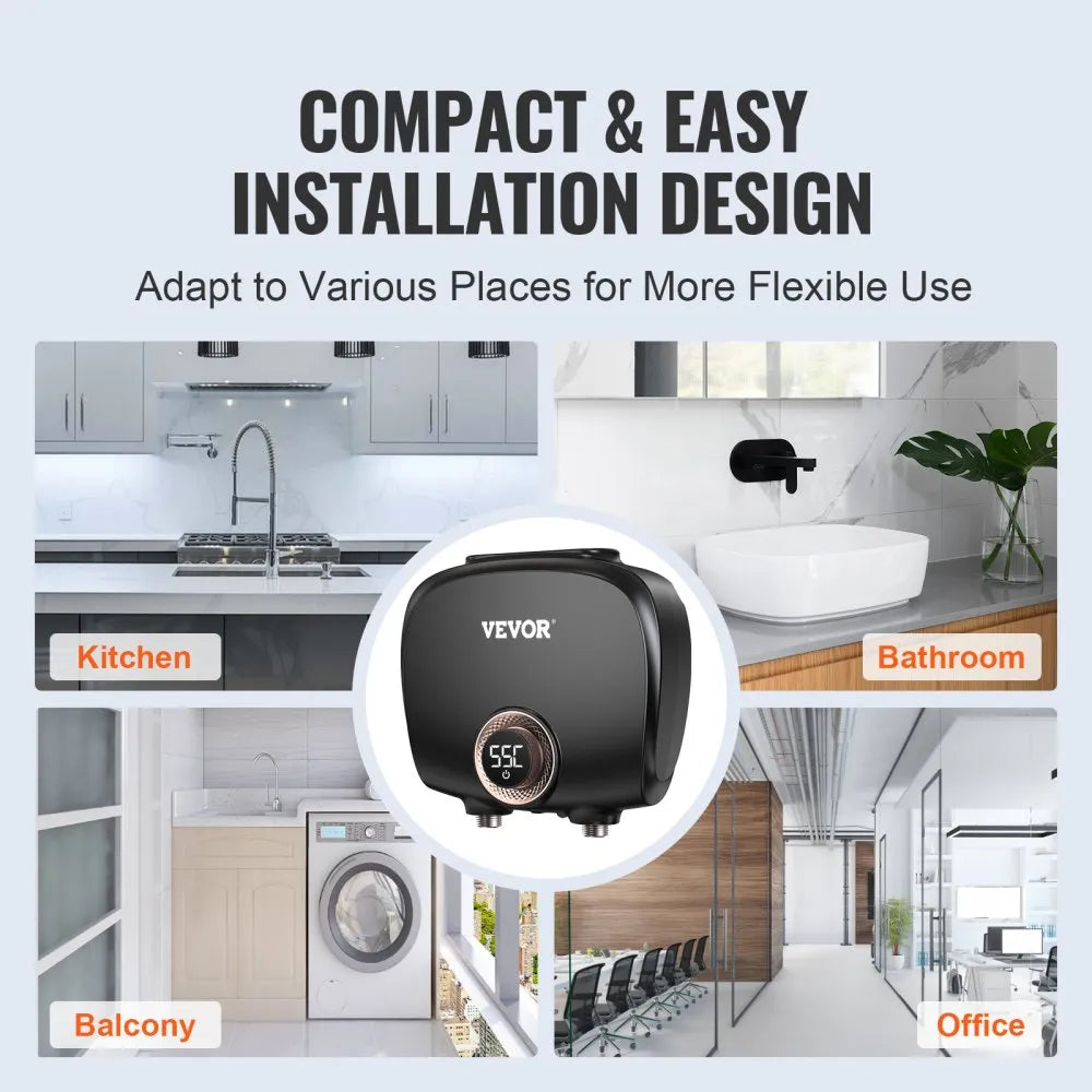 KFU70 - 7KW Compact Electric Tankless Water Heater with LED Control