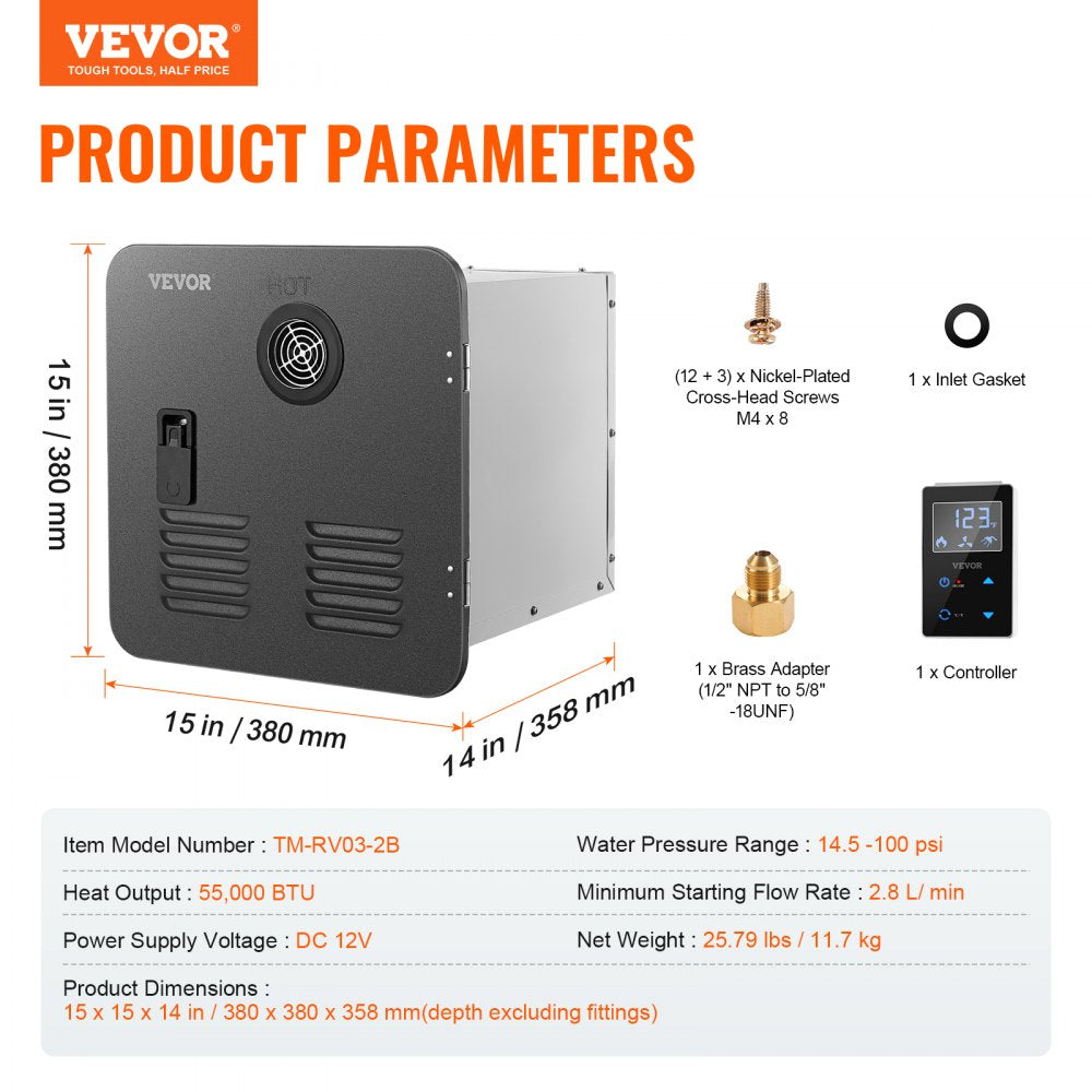 TM-RV03-2B - High-Power Instant Hot Water RV Heater with LED Display