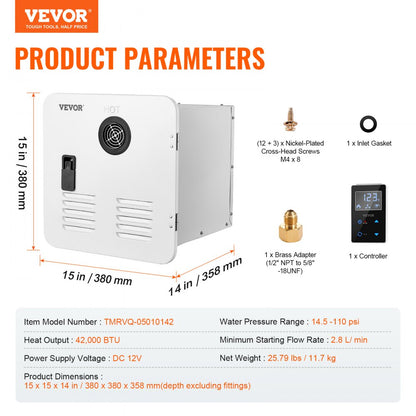 TMRVQ-05010242 - 15x15 in Tankless RV Water Heater with LED Display