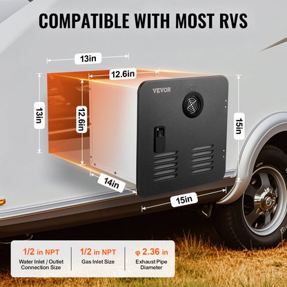 TMRVQ-05010242 - 15x15 Tankless RV Water Heater, 42K BTU Instant Warmth