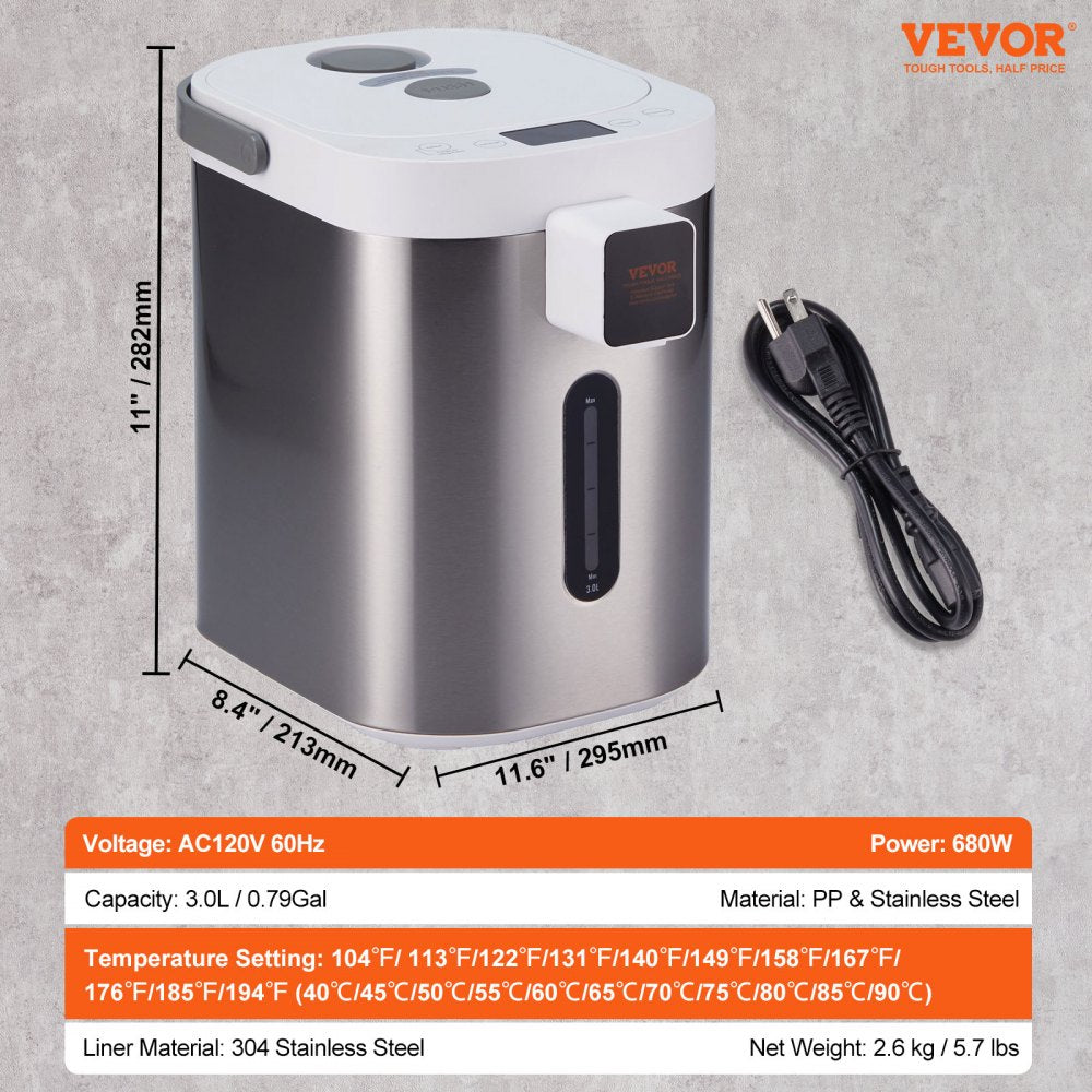 EKA-3.2CK - VEVOR 3L Stainless Steel Instant Hot Water Dispenser with 11 Temp Settings