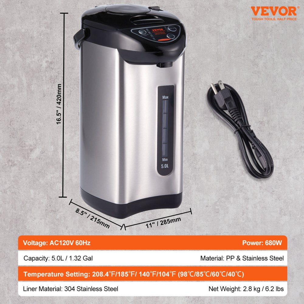 EKA-5.0ED - 304 Stainless Steel Hot Water Dispenser with Adjustable Temperatures