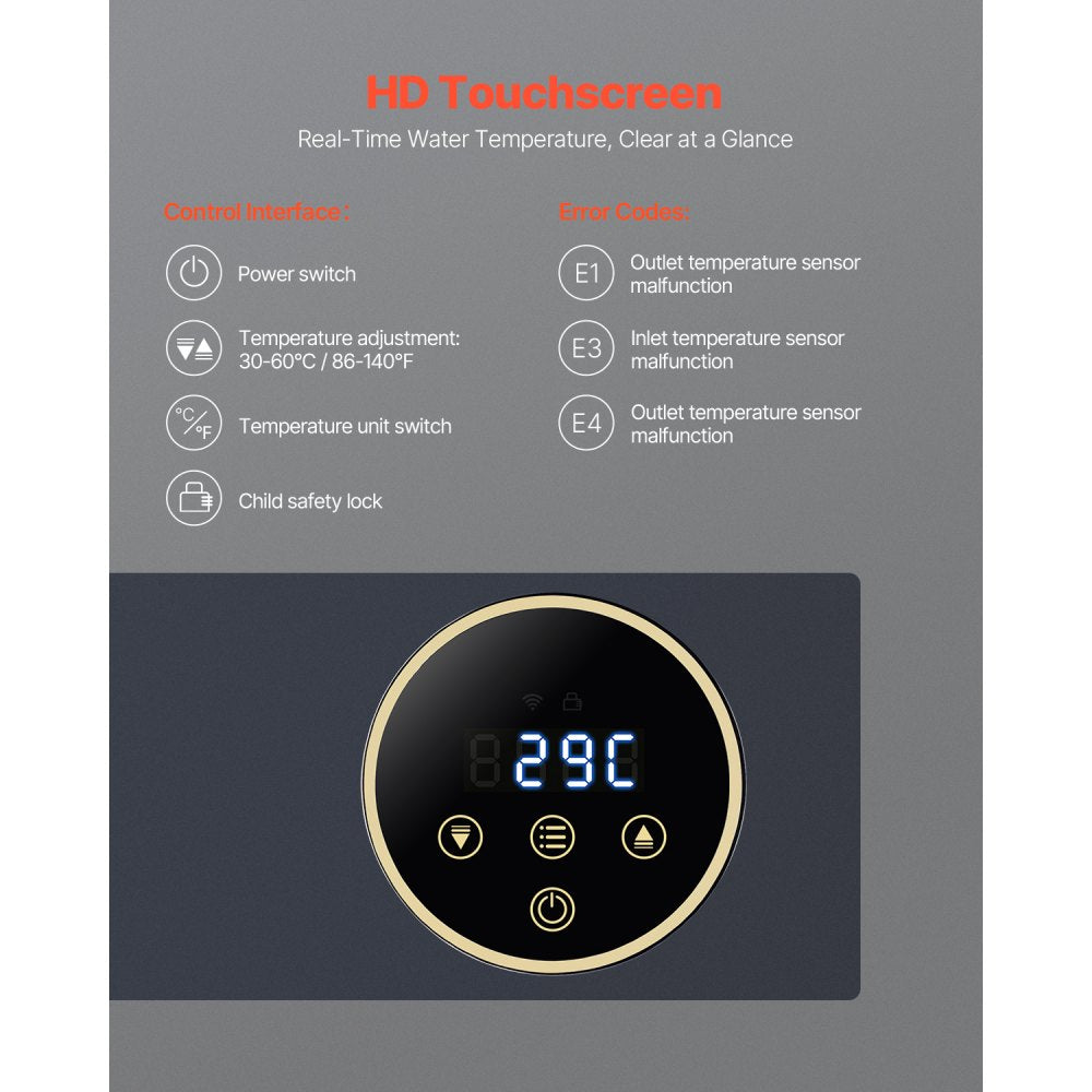 JN36 - Compact Wall-Mounted Tankless Water Heater with Safety Features
