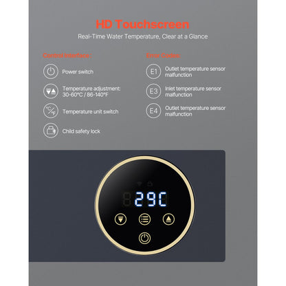 JN36 - Compact Wall-Mounted Tankless Water Heater with Safety Features