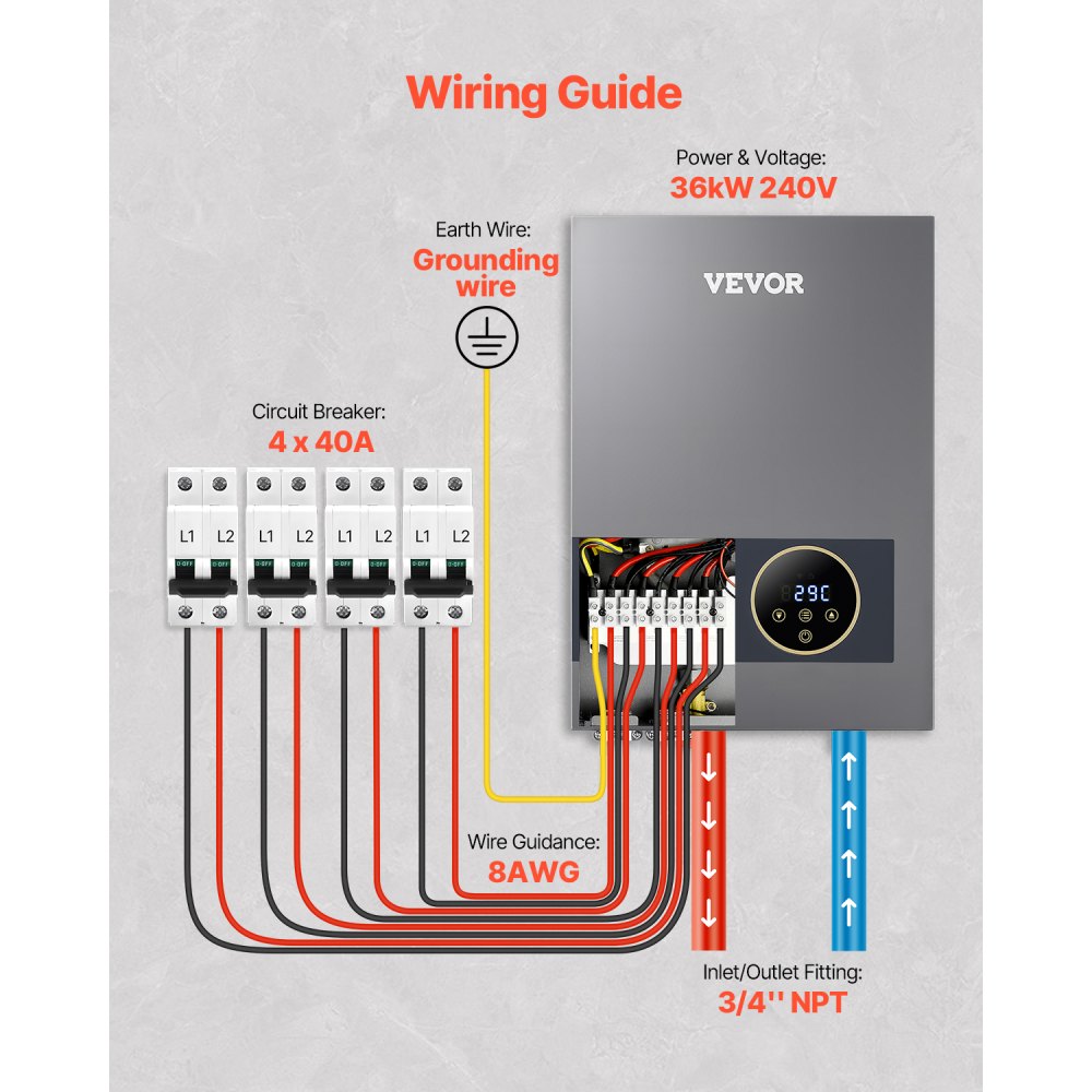 JN36 - Compact Wall-Mounted Tankless Water Heater with Safety Features