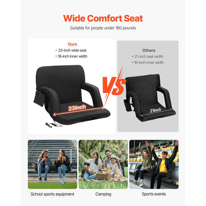 BL-A0134H - Heated Double Stadium Seat with Back Support & Cupholders