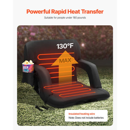 BL-A0134H - Heated Double Stadium Seat with Back Support & Cupholders
