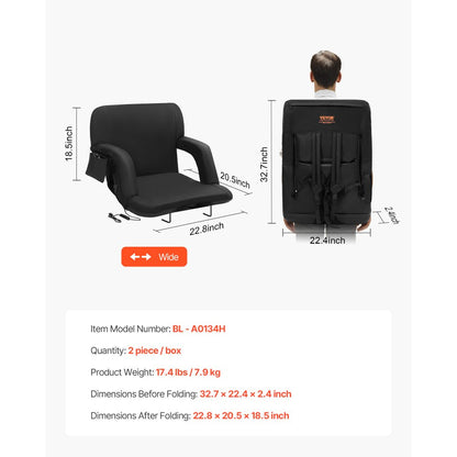 BL-A0134H - Heated Double Stadium Seat with Back Support & Cupholders