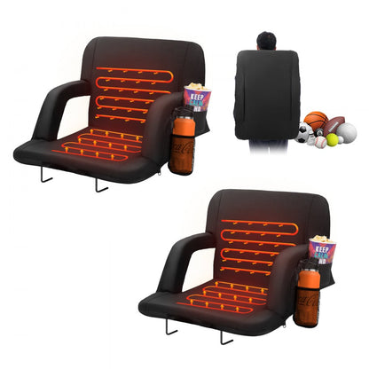 BL-A0134H - Heated Double Stadium Seat with Back Support & Cupholders