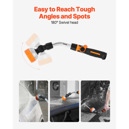 GW96902-15" - 15" Heavy Duty Watering Wand with 8 Spray Patterns & 180° Swivel