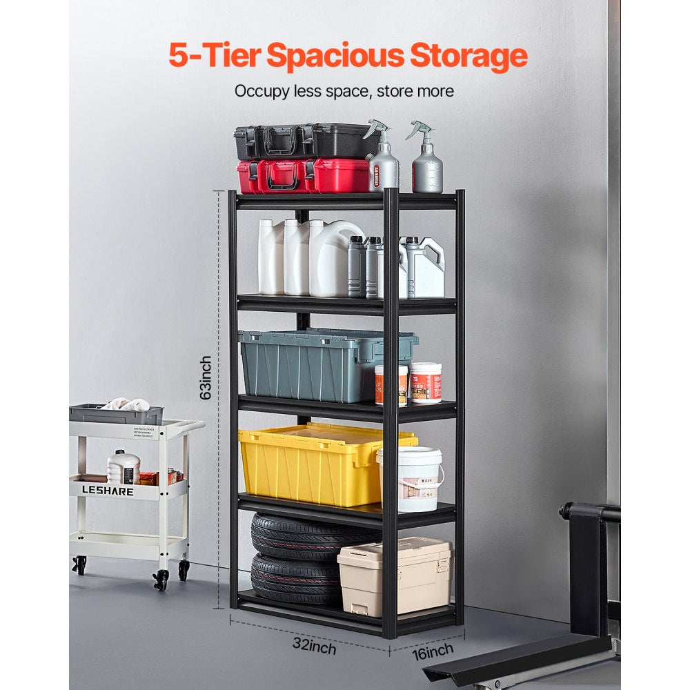 326QJTGOV0 - Heavy-Duty 5-Tier Shelving Unit 63" H with Adjustable Shelves