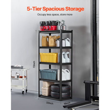 327MMQSHV0 - Adjustable 5-Tier SPCC Steel Garage Shelving, 2000 lbs Capacity