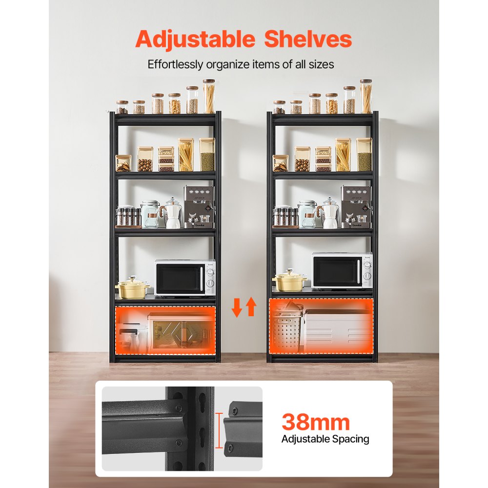 327MMQSHV0 - Adjustable 5-Tier SPCC Steel Garage Shelving, 2000 lbs Capacity