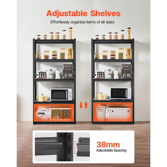 367ZVVUXV0 - Heavy-Duty 5-Tier Steel Shelving Unit, 18" x 36" x 72"