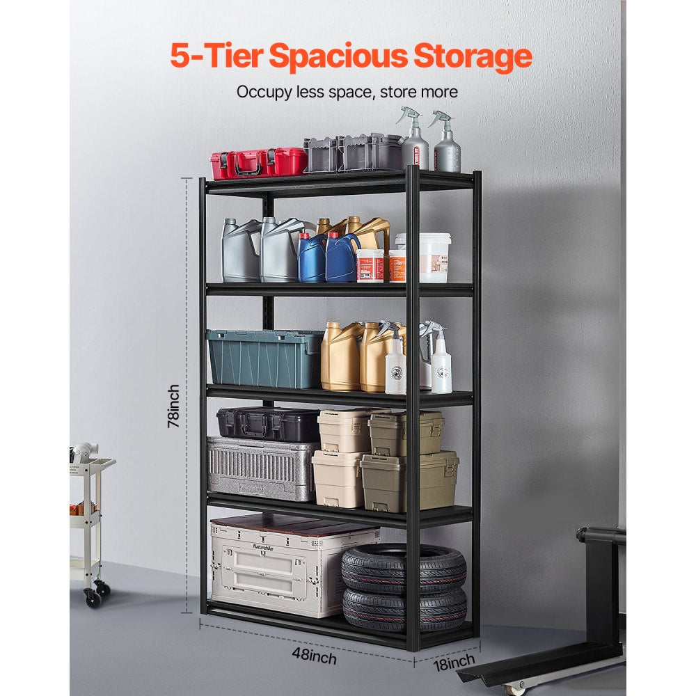 4872WVXVV0 - Heavy-Duty 5-Tier Steel Shelving, 3000 lbs Capacity, 18"x48"x78"