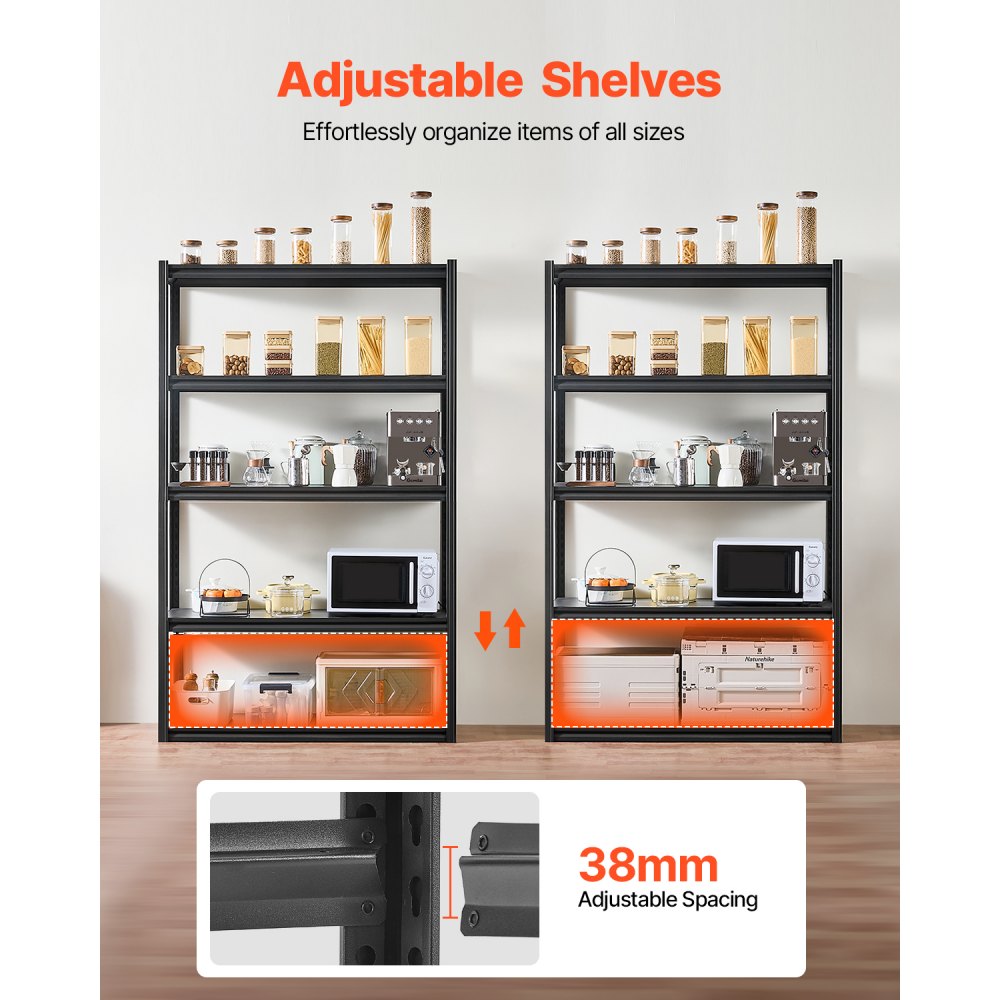 4872WVXVV0 - Heavy-Duty 5-Tier Steel Shelving, 3000 lbs Capacity, 18"x48"x78"