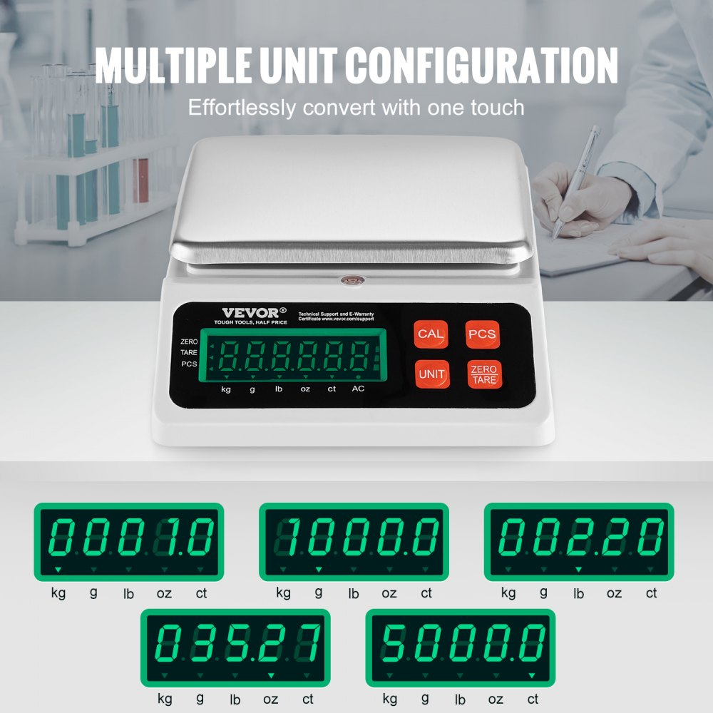 JCS-C - VEVOR 10kg Counting Scale with LED Display and Adjustable Footpads