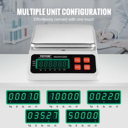 JCS-C - VEVOR 10kg Counting Scale with LED Display and Adjustable Footpads