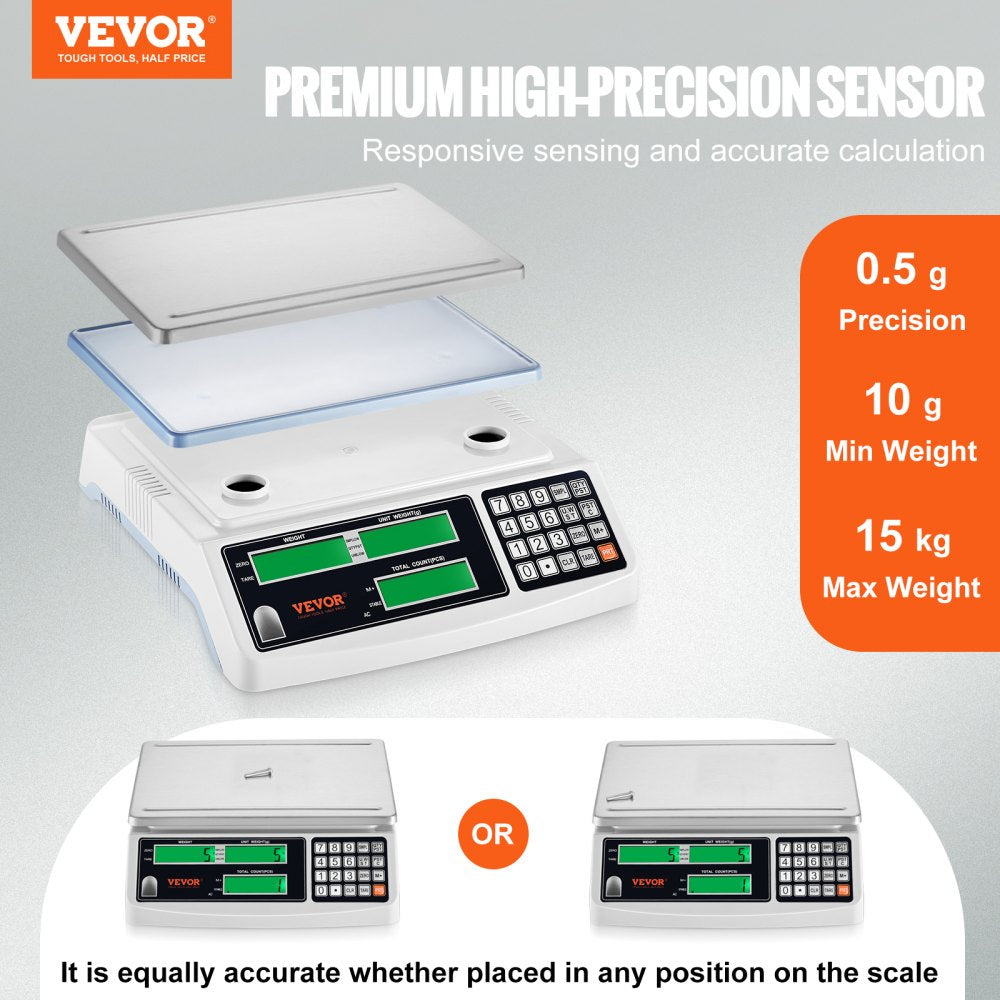 KF-H2C - Reliable 15kg Counting Scale with LED Display, 0.5g Precision