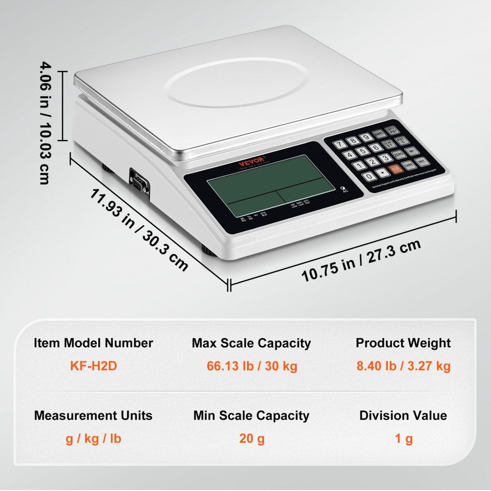 KF-H2D - Precision 30 kg VEVOR Counting Scale with LED Display