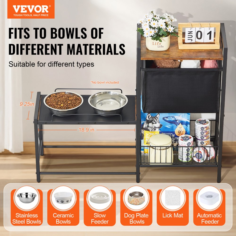 HYP2FS-03 - Adjustable Pet Feeding Station with Storage & Non-Slip Design