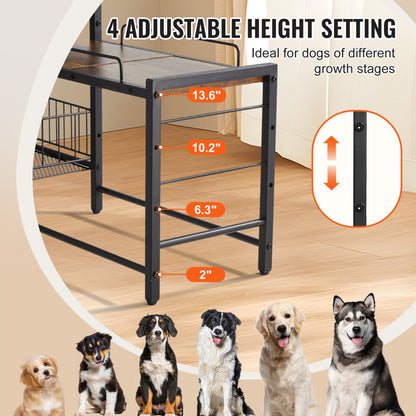 HYP2FS-03 - Adjustable Pet Feeding Station with Storage & Non-Slip Design