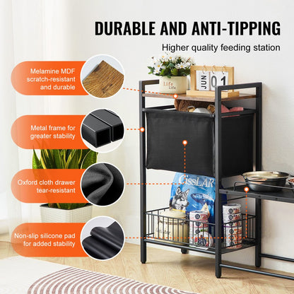 HYP2FS-03 - Adjustable Pet Feeding Station with Storage & Non-Slip Design