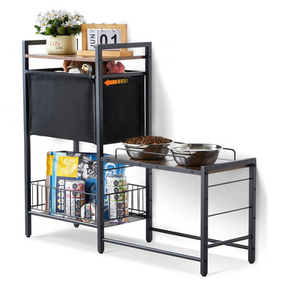HYP2FS-03 - Adjustable Pet Feeding Station with Storage & Non-Slip Design
