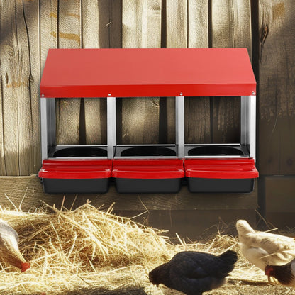 EB-003 - Durable 3-Compartment Chicken Nest Box with Egg Roll Feature