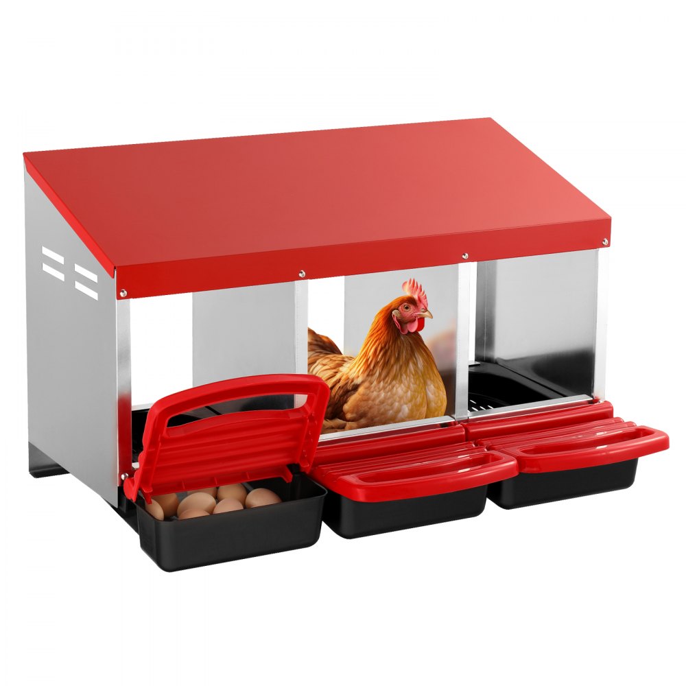 EB-003 - Durable 3-Compartment Chicken Nest Box with Egg Roll Feature