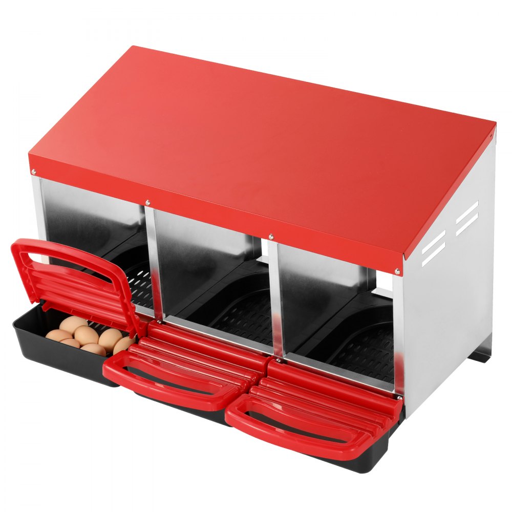 EB-003 - Durable 3-Compartment Chicken Nest Box with Egg Roll Feature