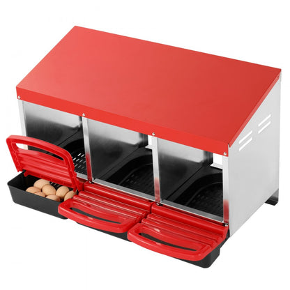 EB-003 - Durable 3-Compartment Chicken Nest Box with Egg Roll Feature