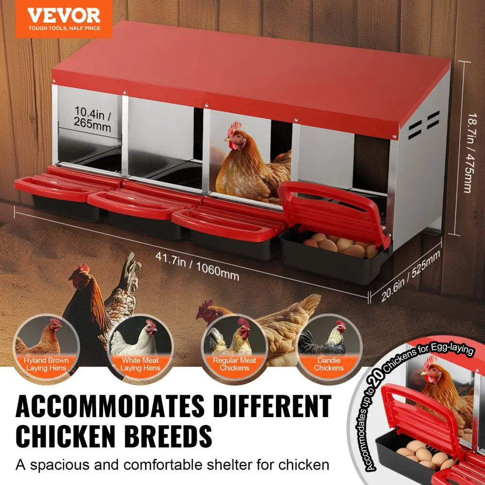 EB-004 - Durable Galvanized Steel Chicken Nest Box with Inclined Design
