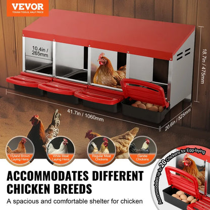 EB-004 - Durable Galvanized Steel Chicken Nest Box with Inclined Design