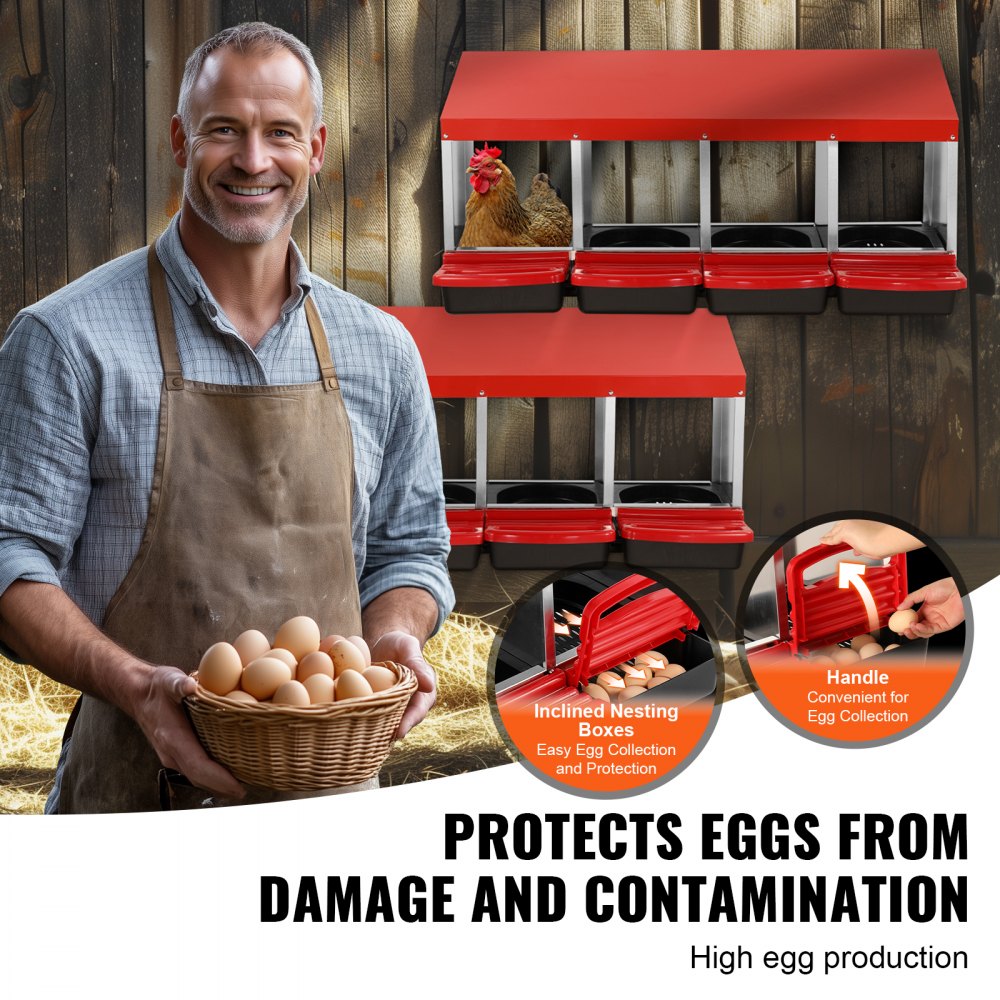 EB-004 - Durable Galvanized Steel Chicken Nest Box with Inclined Design