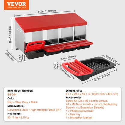 EB-004 - Durable Galvanized Steel Chicken Nest Box with Inclined Design