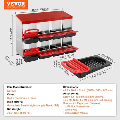 EB-008 - Durable 8-Compartment Chicken Nest Box with Inclined Design