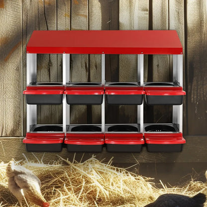 EB-008 - Durable 8-Compartment Chicken Nest Box with Inclined Design