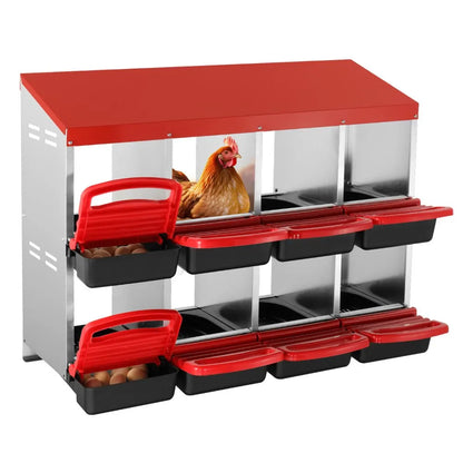 EB-008 - Durable 8-Compartment Chicken Nest Box with Inclined Design