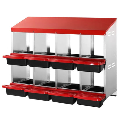EB-008 - Durable 8-Compartment Chicken Nest Box with Inclined Design