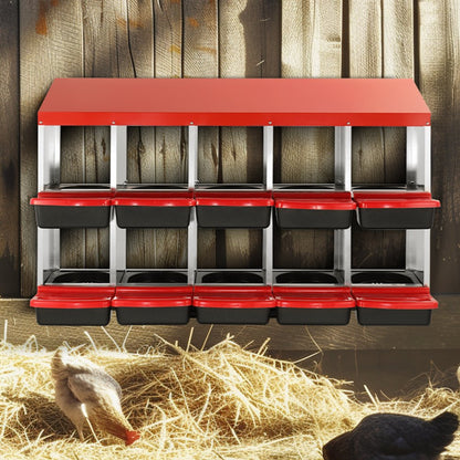 EB-10 - Durable 10-Compartment Chicken Nest Box for Efficient Egg Farming