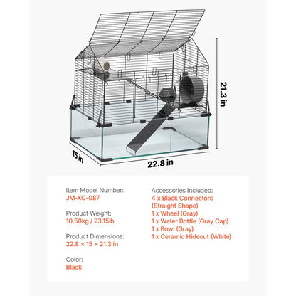 JM-XC-087 - Spacious 360° Panoramic Hamster Cage for 5-6 Pets