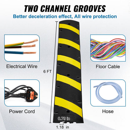 RS1830A-1 - Durable 72'' Rubber Speed Bump for Cable Protection and Safety
