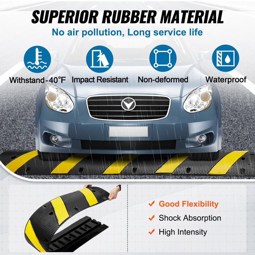 RS1830A-1 - Durable 72'' Rubber Speed Bump for Cable Protection and Safety