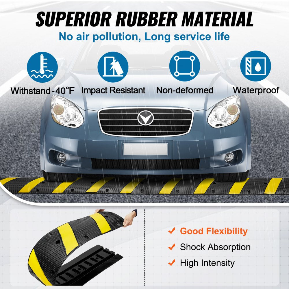 RS1830A-2 - Durable 72in Rubber Speed Bump for High Traffic Areas