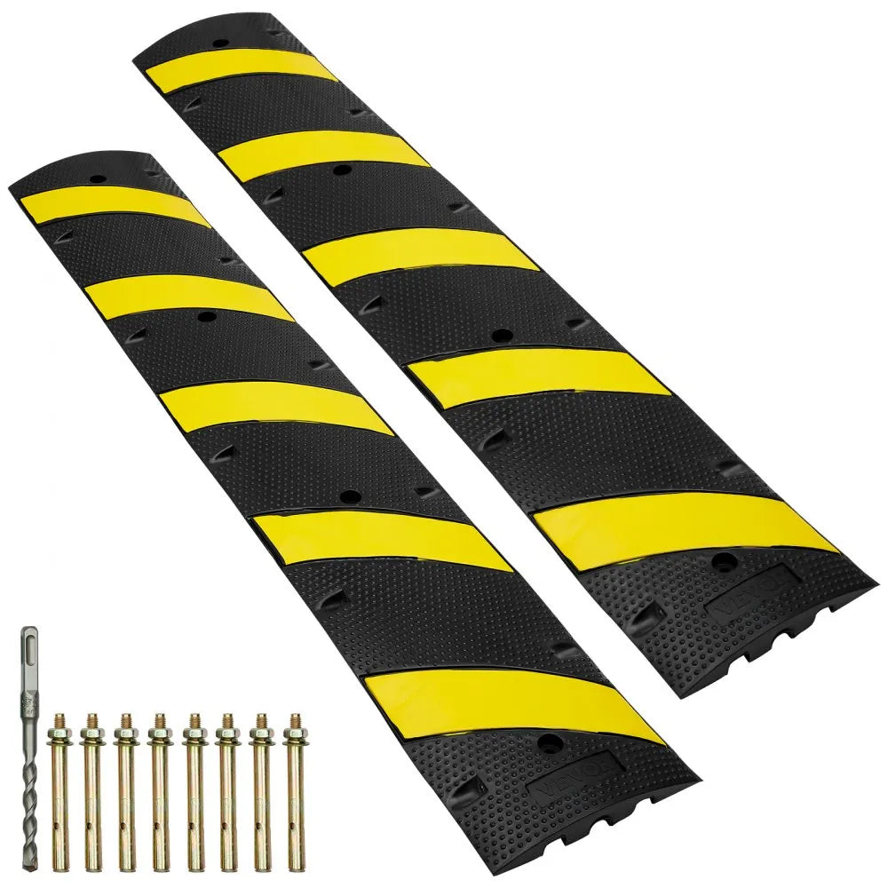 RS1830A-2 - Durable 72in Rubber Speed Bump for High Traffic Areas