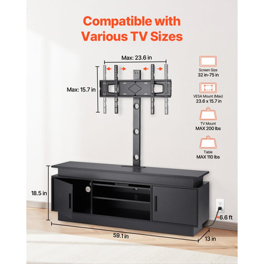 C240412S-01 - 60" TV Stand with Mount, Storage & Smart Lighting